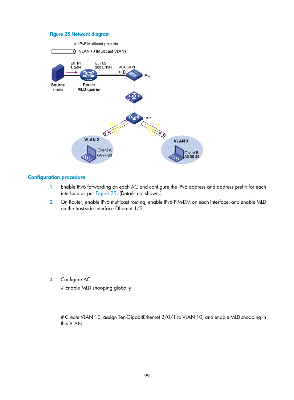 Configuration procedure | H3C Technologies H3C WX3000E Series Wireless Switches User Manual | Page 108 / 111