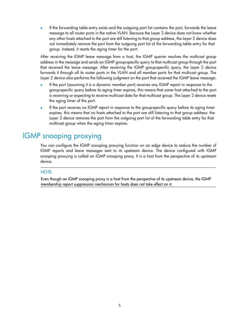 Igmp snooping proxying | H3C Technologies H3C WX3000E Series Wireless Switches User Manual | Page 14 / 111