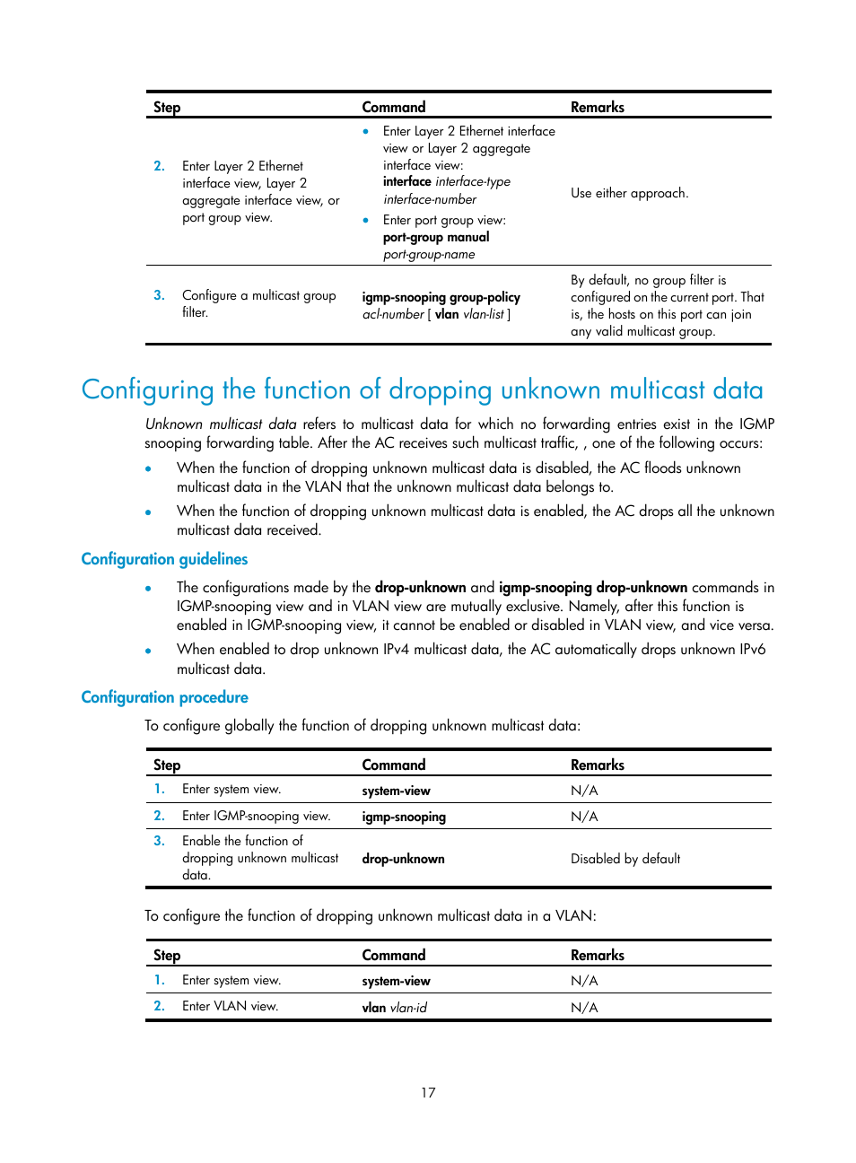 Configuration guidelines, Configuration procedure, Data | H3C Technologies H3C WX3000E Series Wireless Switches User Manual | Page 26 / 111