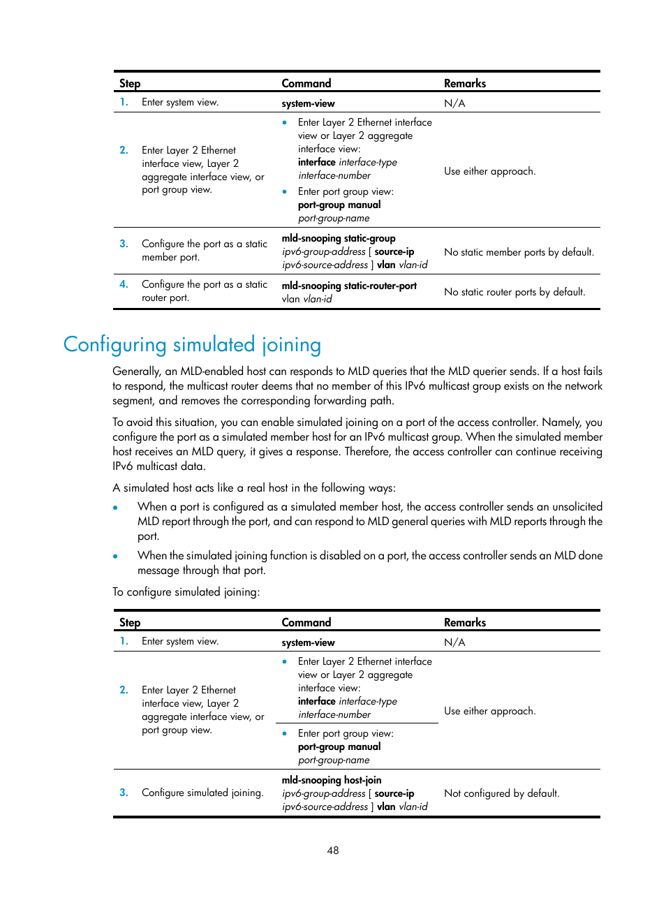 Configuring simulated joining | H3C Technologies H3C WX3000E Series Wireless Switches User Manual | Page 57 / 111