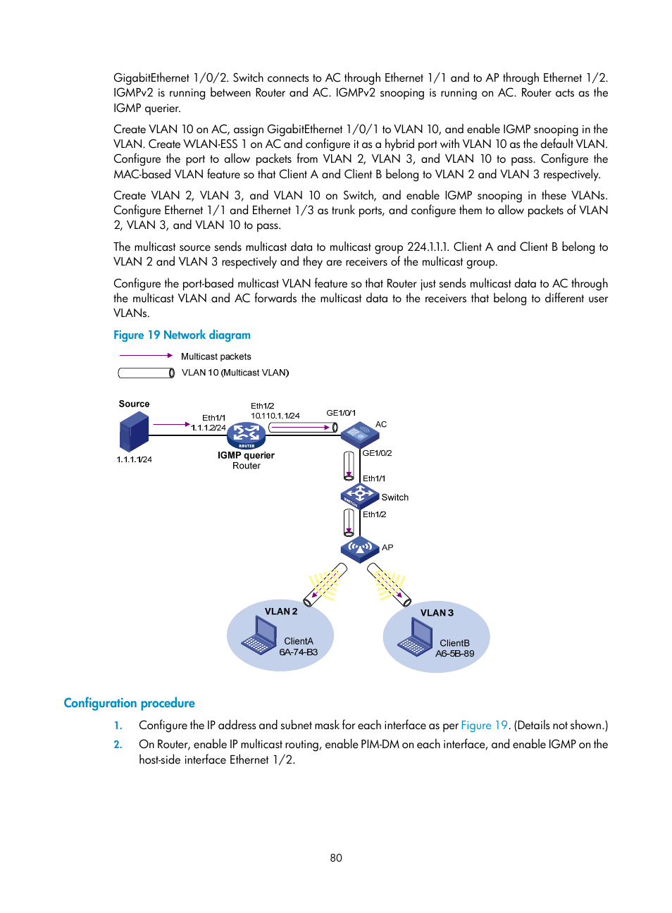 Configuration procedure | H3C Technologies H3C WX3000E Series Wireless Switches User Manual | Page 89 / 111