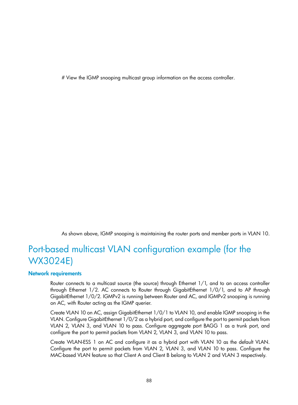 Network requirements | H3C Technologies H3C WX3000E Series Wireless Switches User Manual | Page 97 / 111