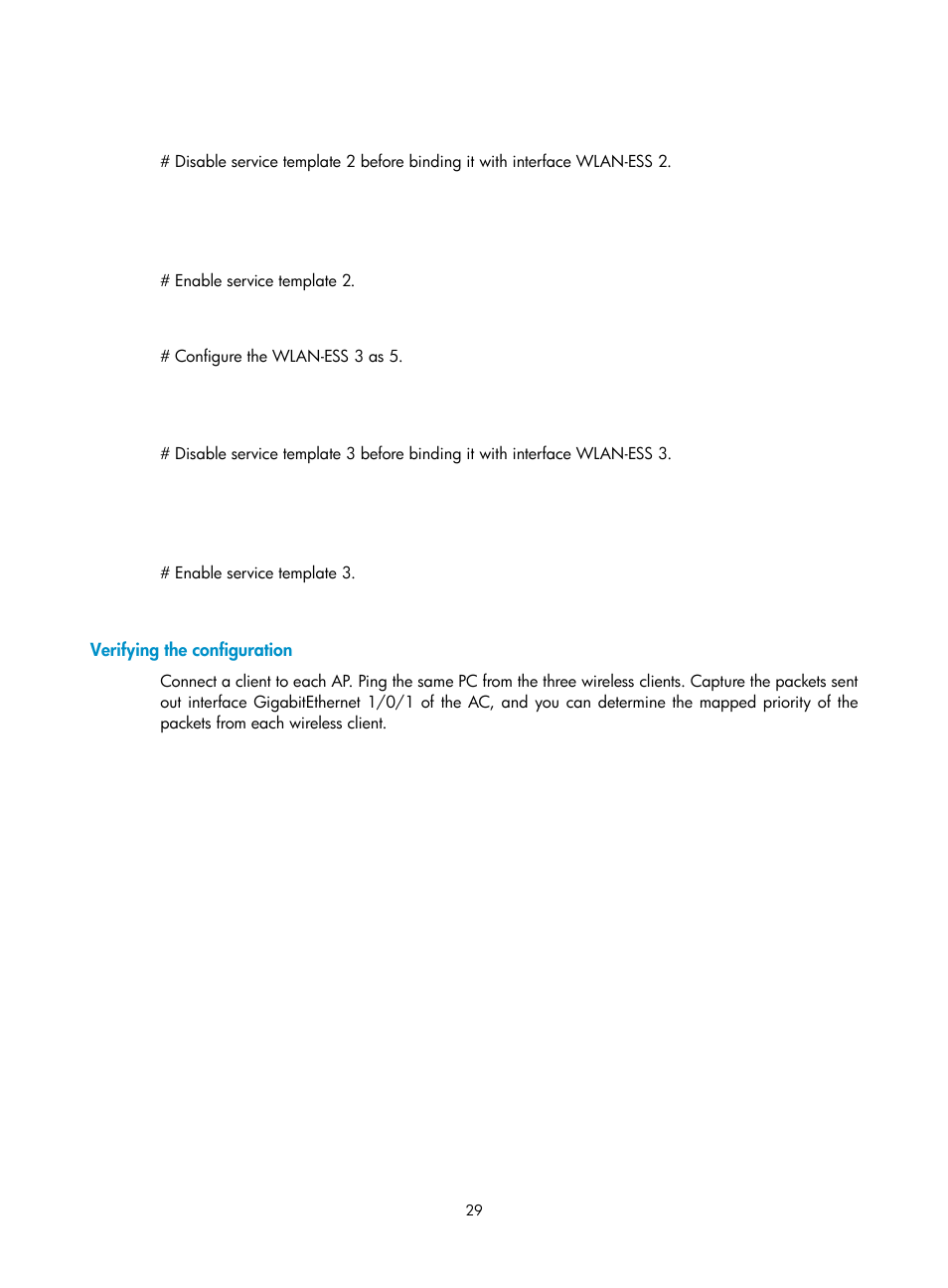 Verifying the configuration | H3C Technologies H3C WX3000E Series Wireless Switches User Manual | Page 38 / 63