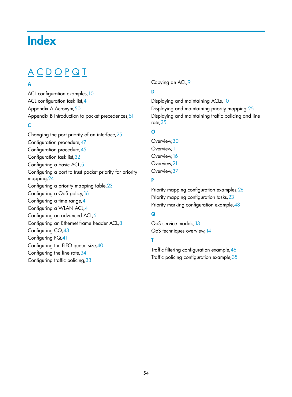 Index | H3C Technologies H3C WX3000E Series Wireless Switches User Manual | Page 63 / 63