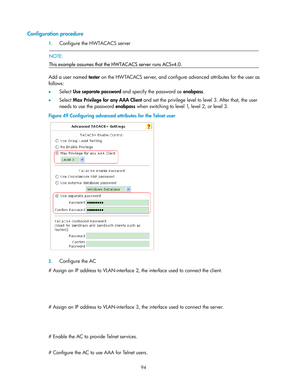 Configuration procedure | H3C Technologies H3C WX3000E Series Wireless Switches User Manual | Page 108 / 394