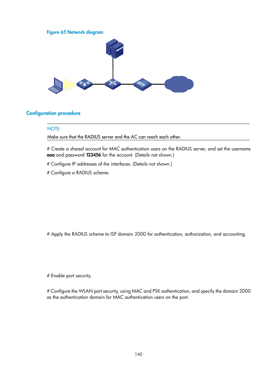 Configuration procedure | H3C Technologies H3C WX3000E Series Wireless Switches User Manual | Page 154 / 394