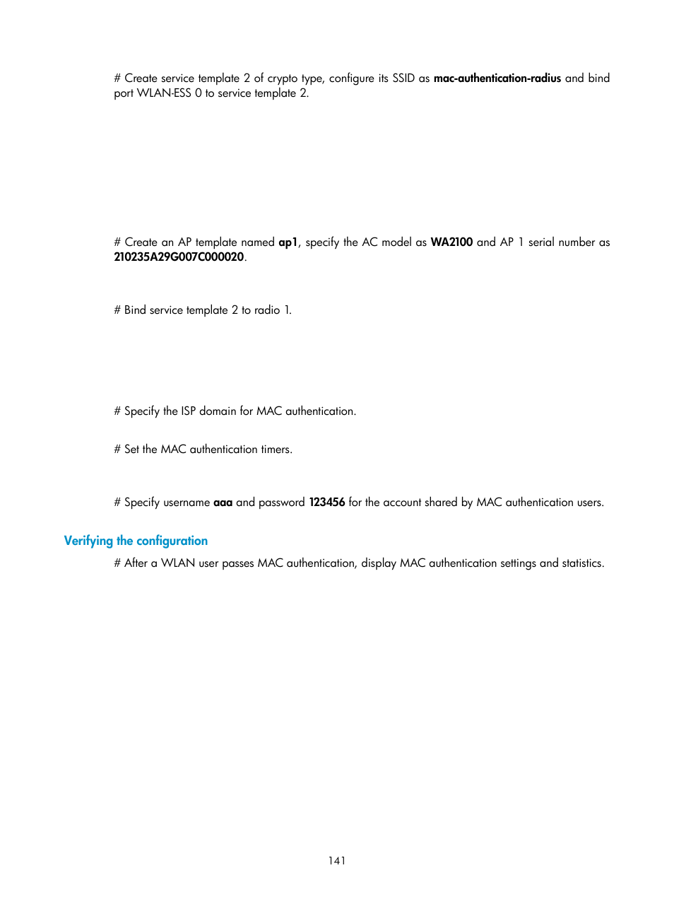 Verifying the configuration | H3C Technologies H3C WX3000E Series Wireless Switches User Manual | Page 155 / 394