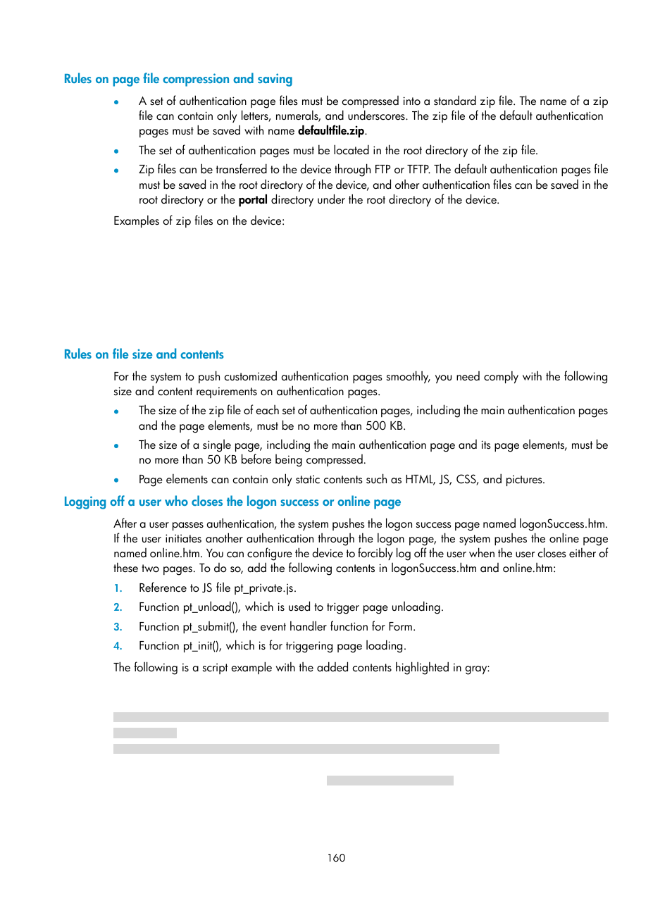 Rules on file size and contents | H3C Technologies H3C WX3000E Series Wireless Switches User Manual | Page 174 / 394