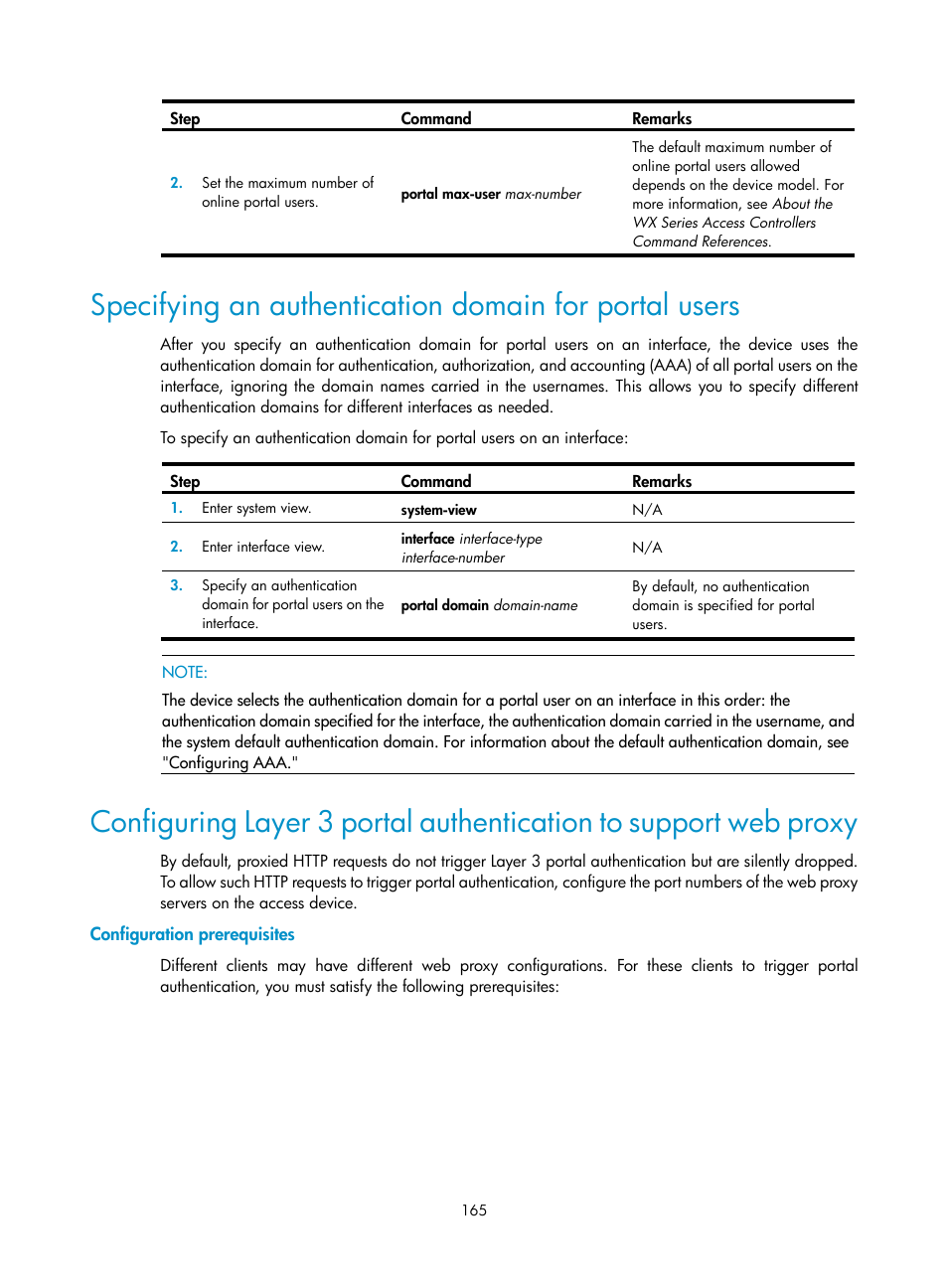 Configuration prerequisites | H3C Technologies H3C WX3000E Series Wireless Switches User Manual | Page 179 / 394
