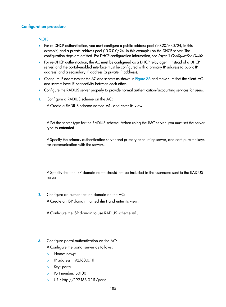 Configuration procedure | H3C Technologies H3C WX3000E Series Wireless Switches User Manual | Page 199 / 394