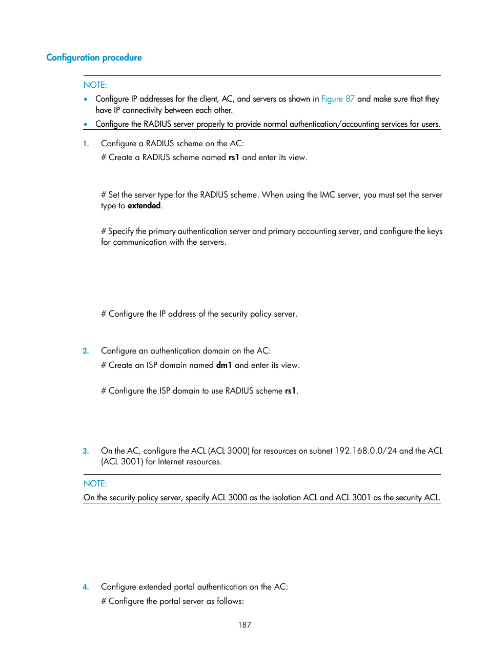 Configuration procedure | H3C Technologies H3C WX3000E Series Wireless Switches User Manual | Page 201 / 394