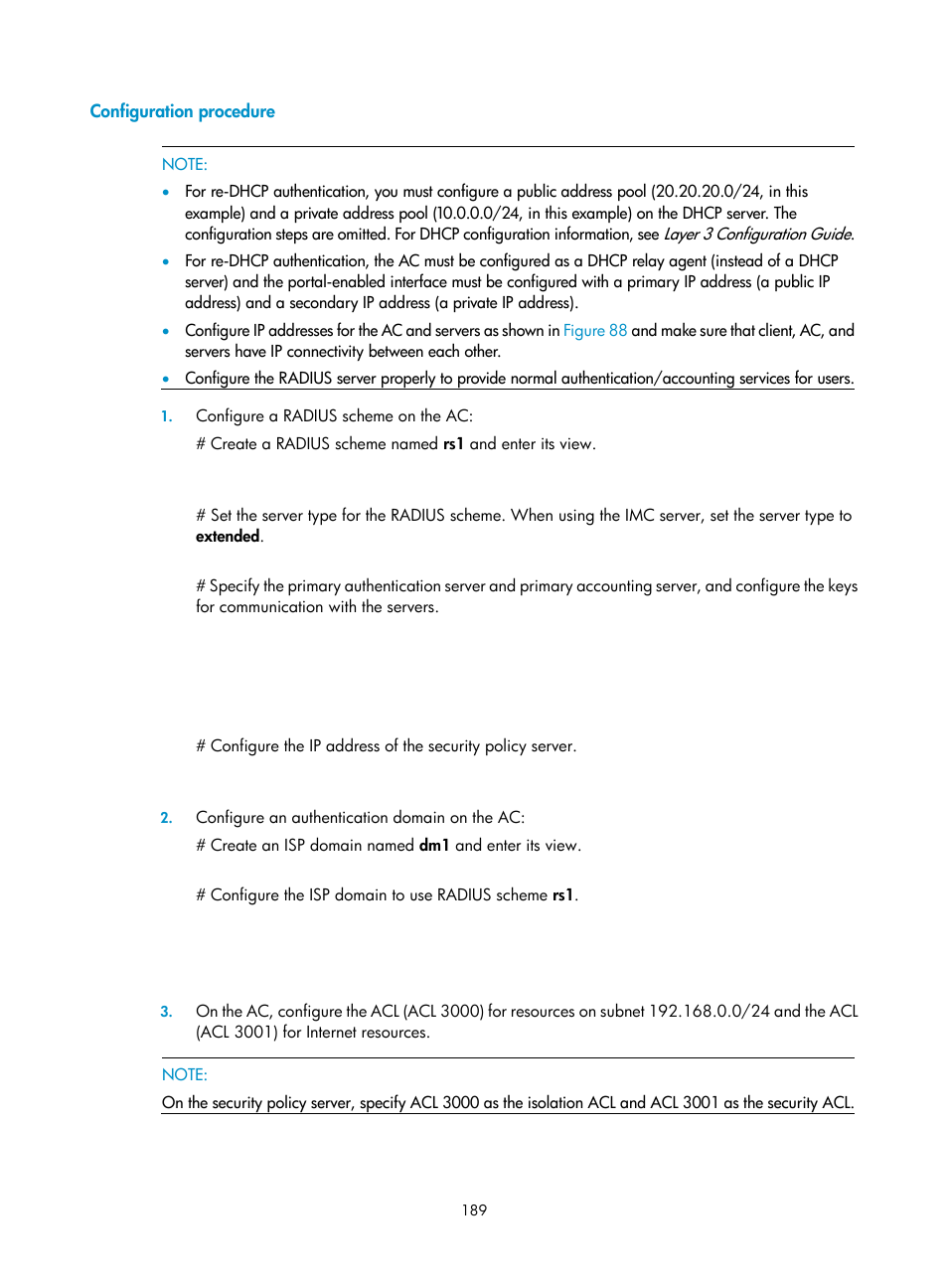 Configuration procedure | H3C Technologies H3C WX3000E Series Wireless Switches User Manual | Page 203 / 394