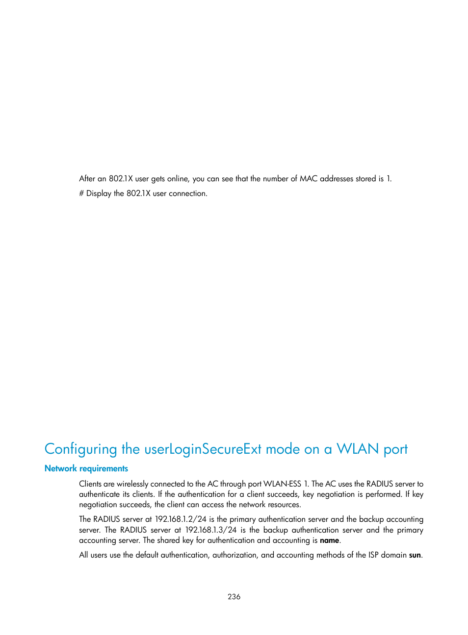 Network requirements | H3C Technologies H3C WX3000E Series Wireless Switches User Manual | Page 250 / 394