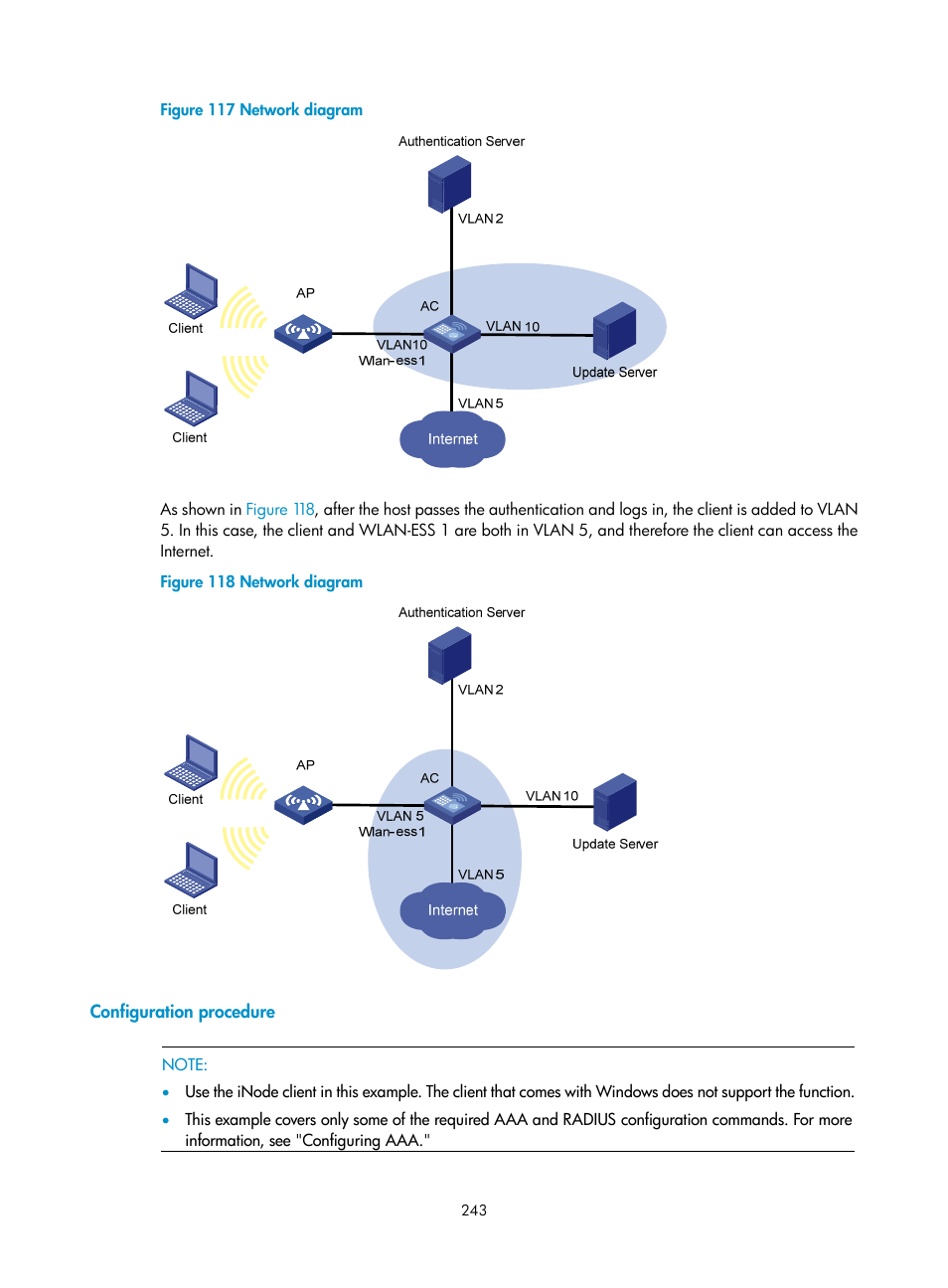 Configuration procedure | H3C Technologies H3C WX3000E Series Wireless Switches User Manual | Page 257 / 394