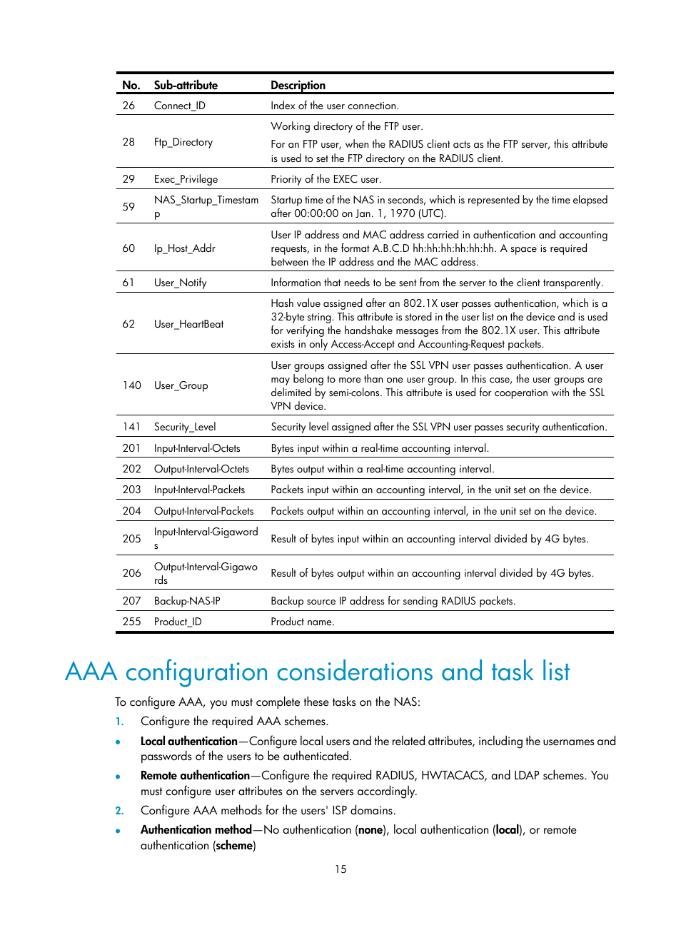 Aaa configuration considerations and task list | H3C Technologies H3C WX3000E Series Wireless Switches User Manual | Page 29 / 394
