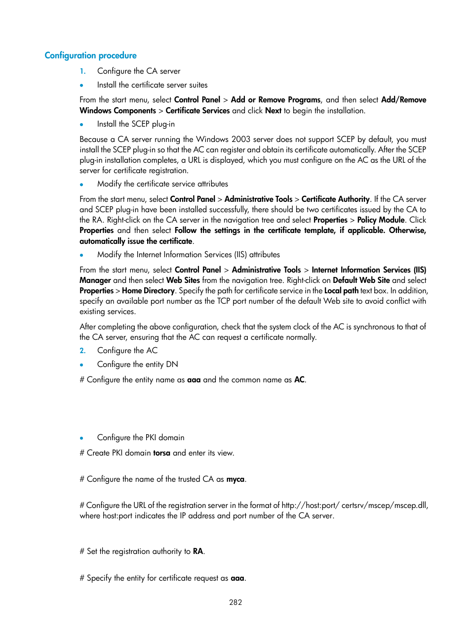 Configuration procedure | H3C Technologies H3C WX3000E Series Wireless Switches User Manual | Page 296 / 394