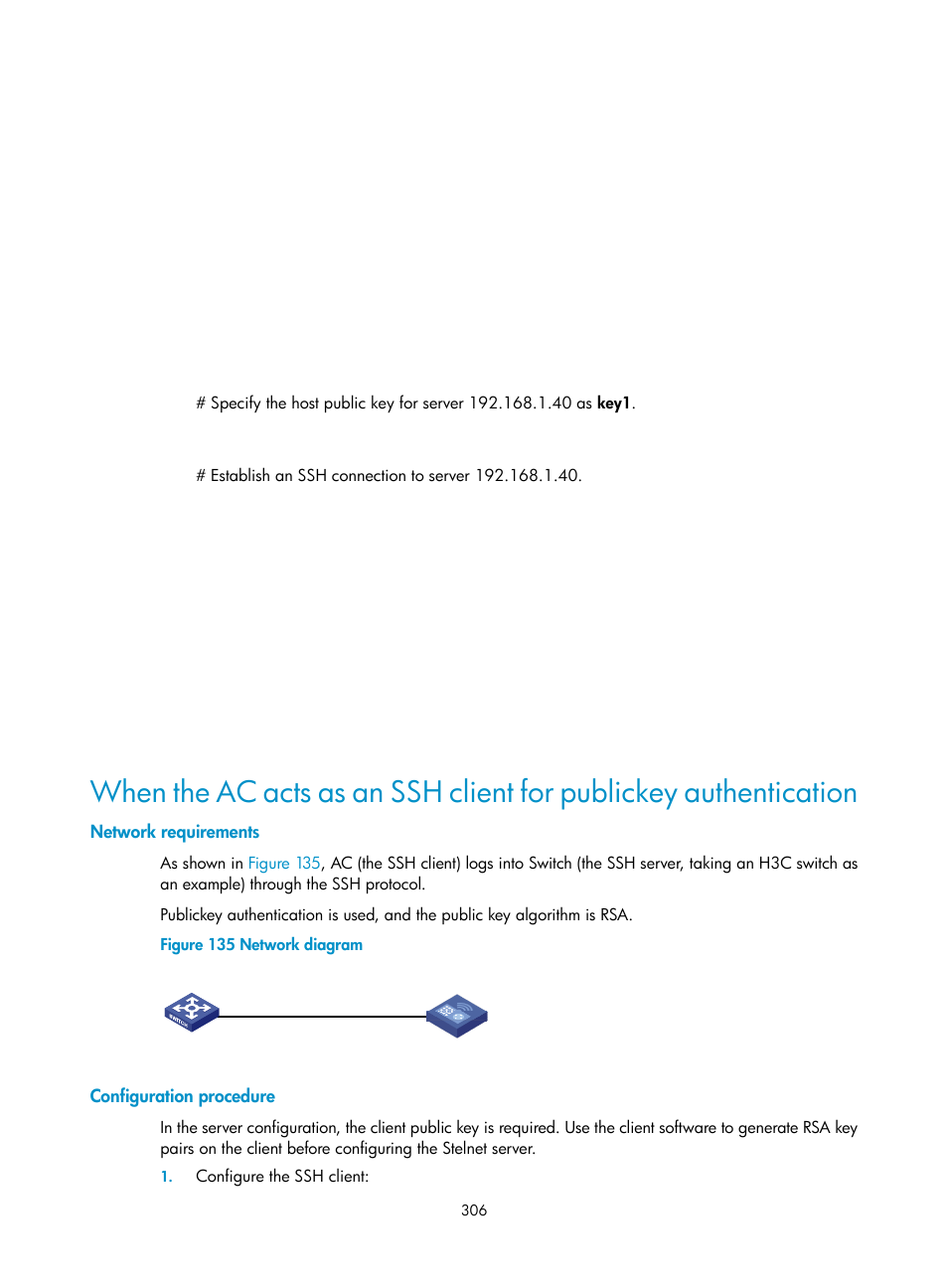 Network requirements, Configuration procedure | H3C Technologies H3C WX3000E Series Wireless Switches User Manual | Page 320 / 394