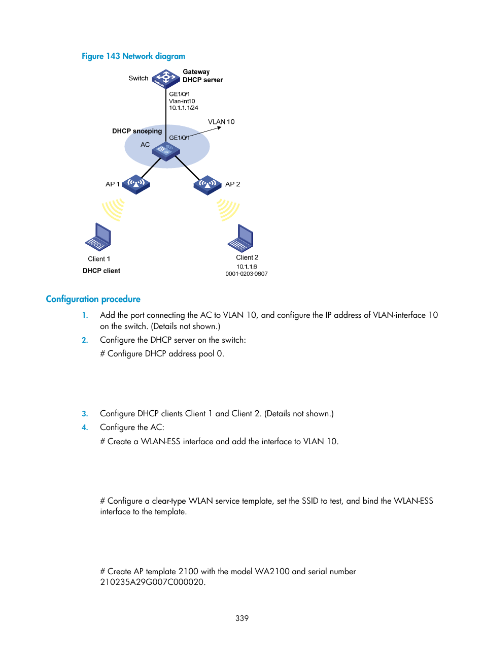 Configuration procedure | H3C Technologies H3C WX3000E Series Wireless Switches User Manual | Page 353 / 394