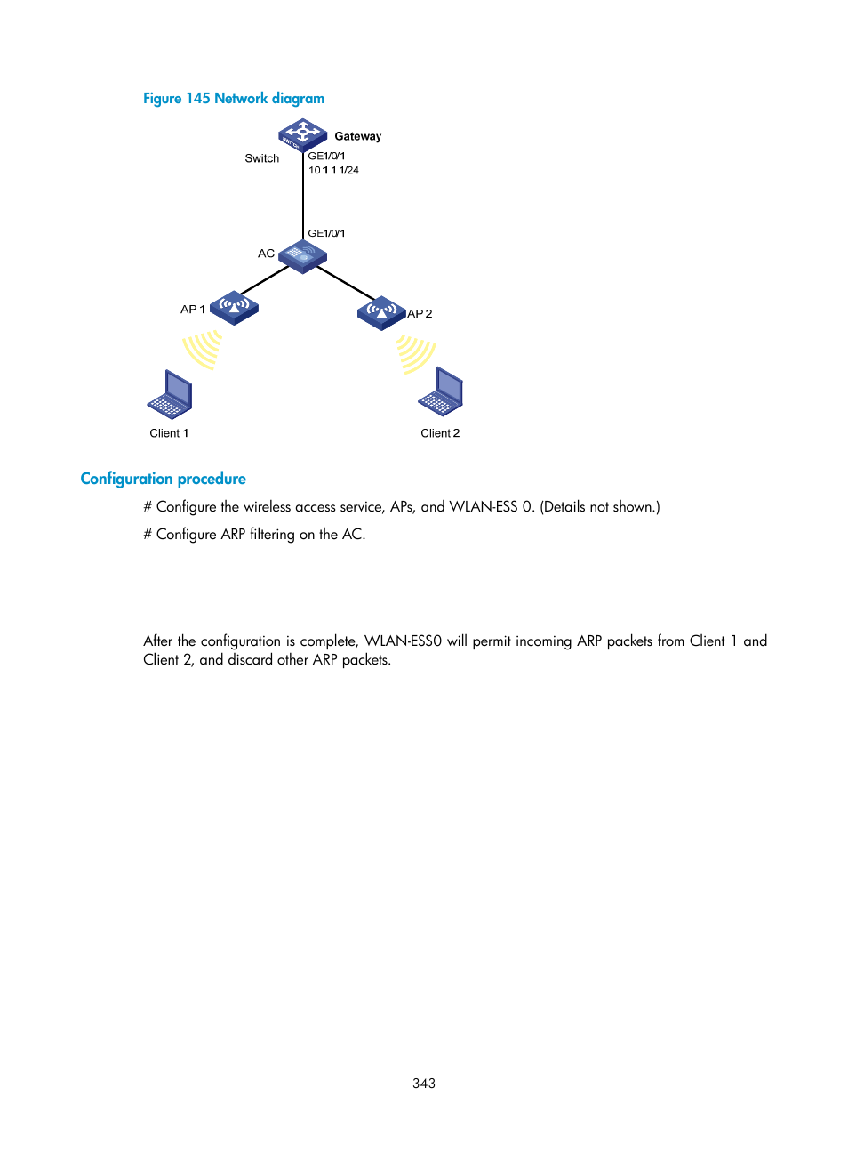 Configuration procedure | H3C Technologies H3C WX3000E Series Wireless Switches User Manual | Page 357 / 394