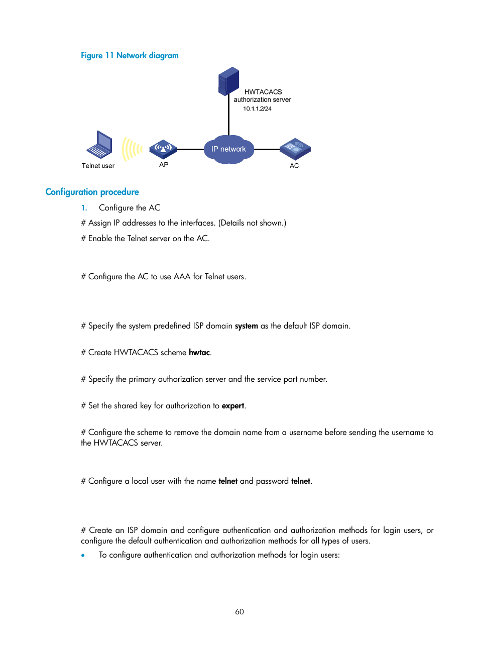 Configuration procedure | H3C Technologies H3C WX3000E Series Wireless Switches User Manual | Page 74 / 394