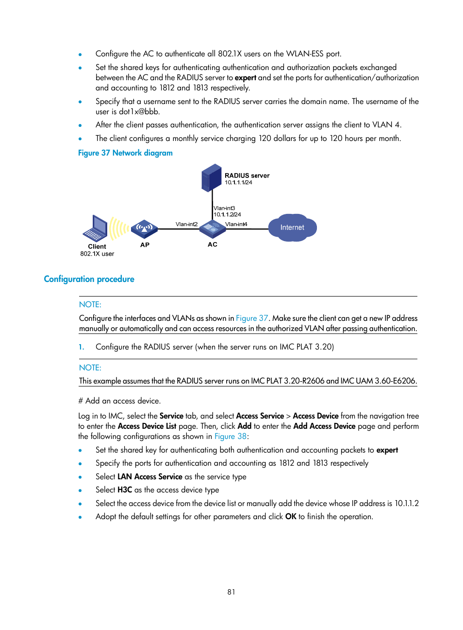 Configuration procedure | H3C Technologies H3C WX3000E Series Wireless Switches User Manual | Page 95 / 394