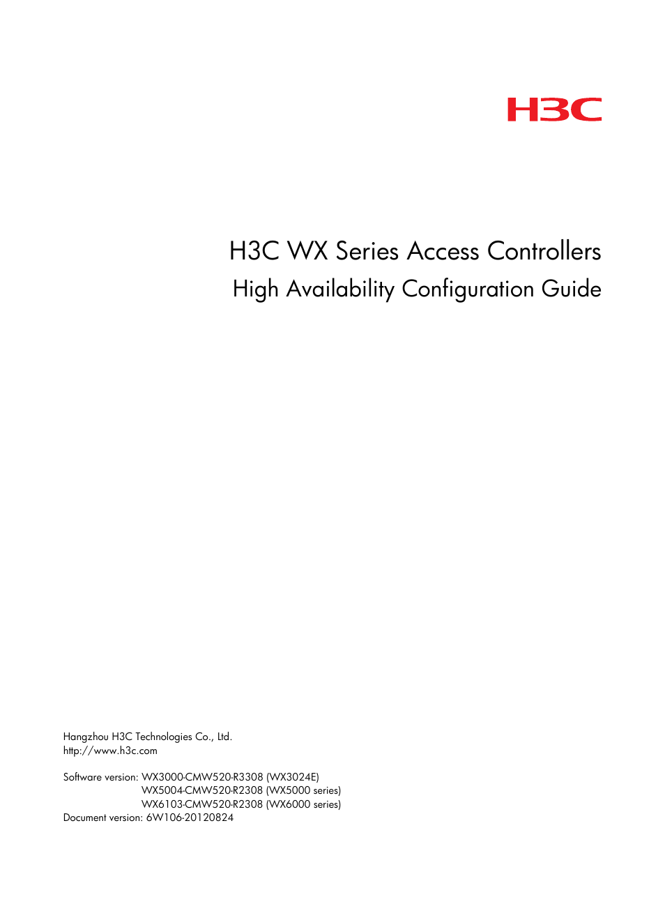 H3C Technologies H3C WX3000E Series Wireless Switches User Manual | 62 pages