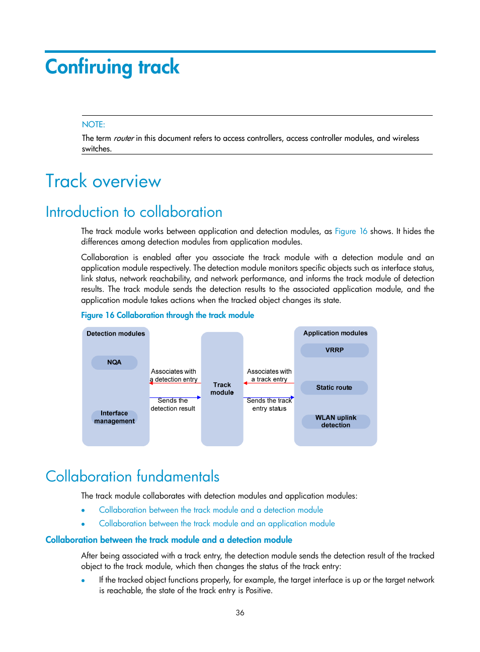 Confiruing track, Track overview, Introduction to collaboration | Collaboration fundamentals | H3C Technologies H3C WX3000E Series Wireless Switches User Manual | Page 44 / 62