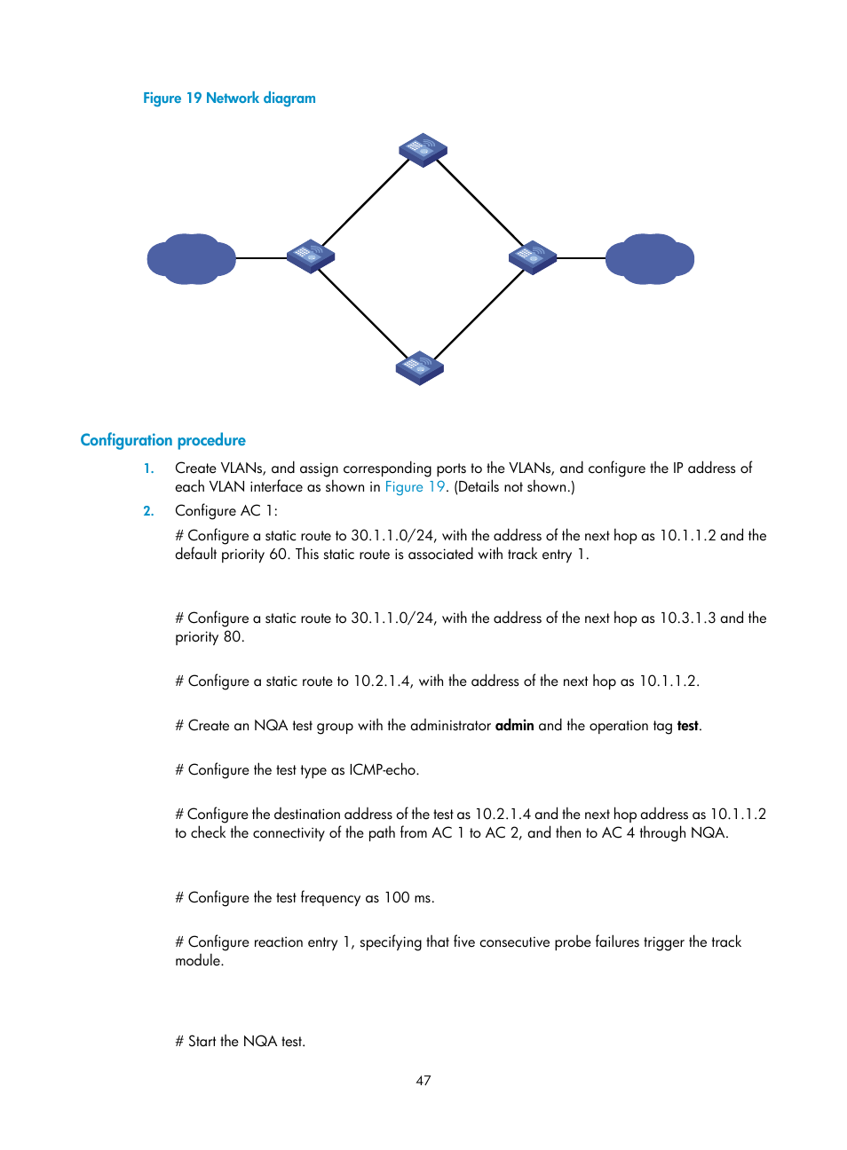 Configuration procedure | H3C Technologies H3C WX3000E Series Wireless Switches User Manual | Page 55 / 62