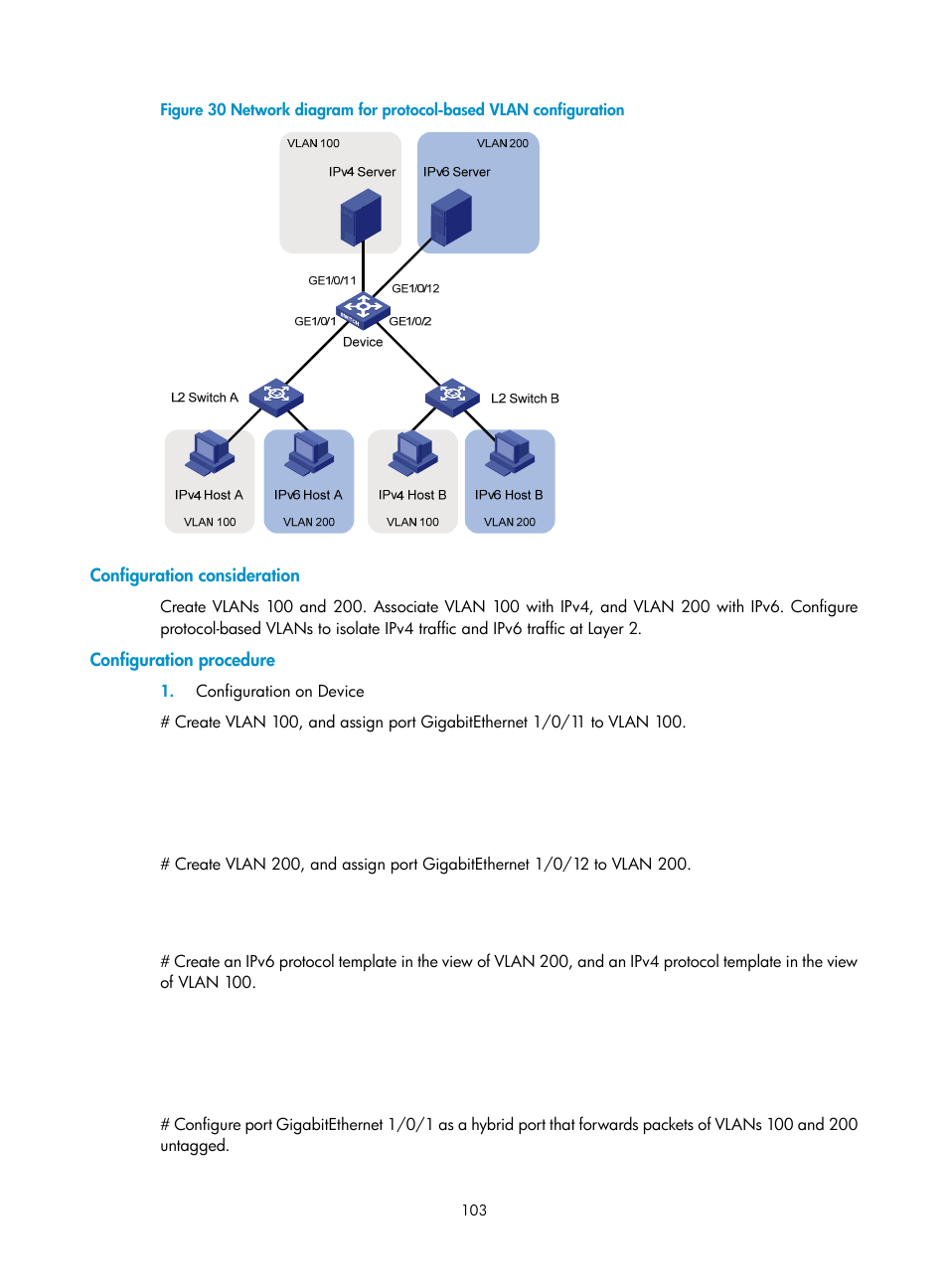 Configuration consideration, Configuration procedure | H3C Technologies H3C WX3000E Series Wireless Switches User Manual | Page 112 / 156