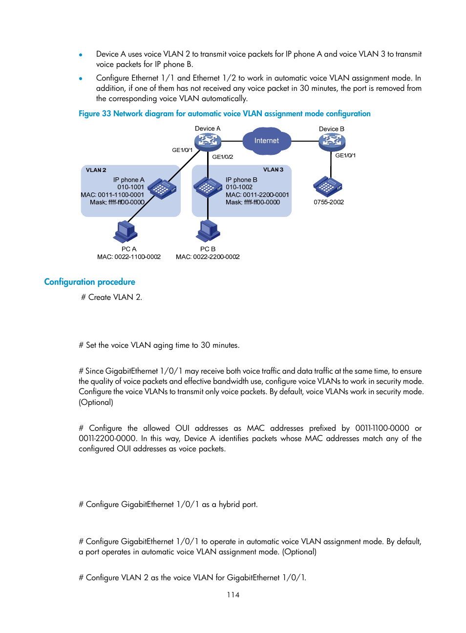 Configuration procedure | H3C Technologies H3C WX3000E Series Wireless Switches User Manual | Page 123 / 156