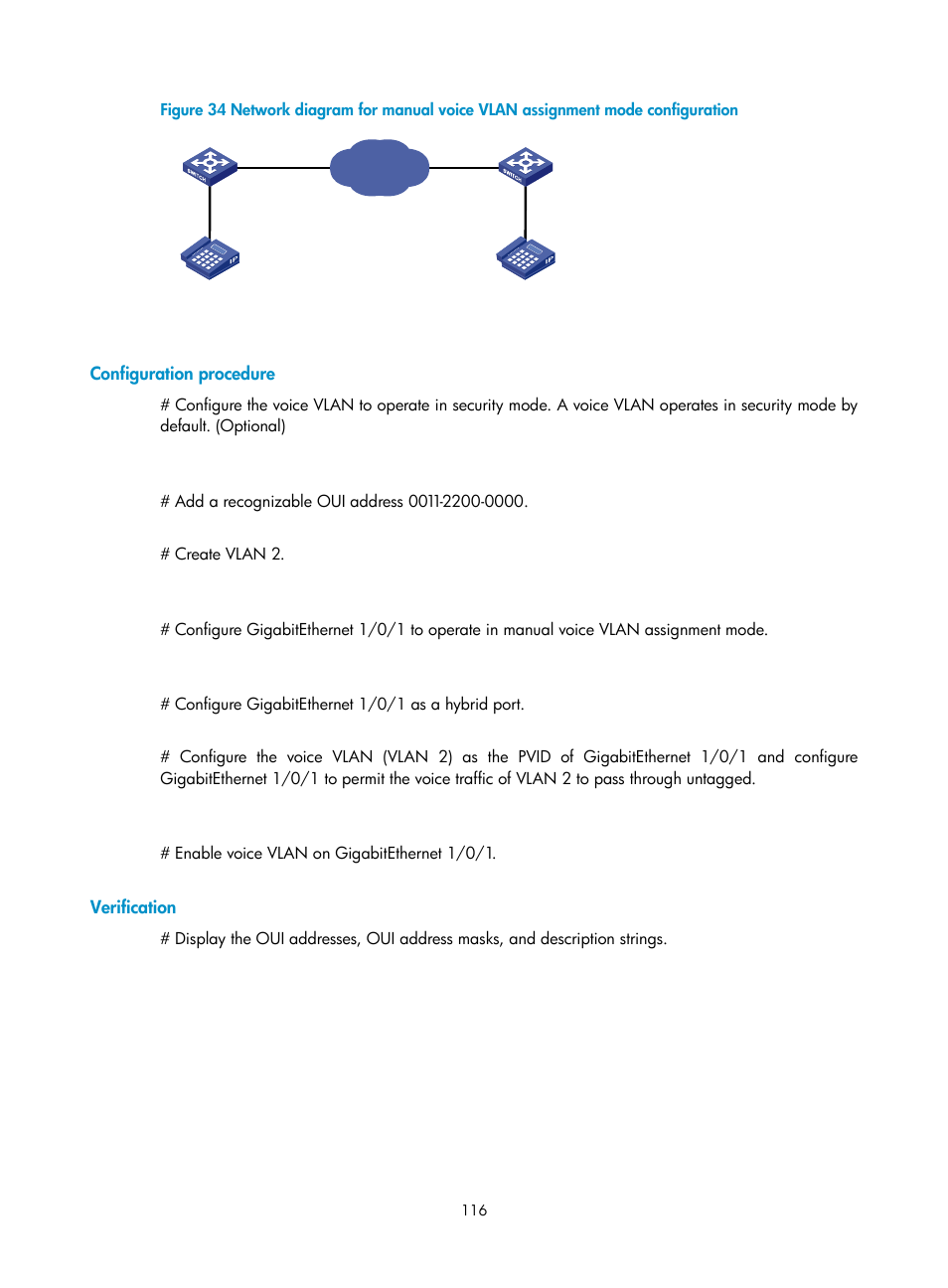 Configuration procedure, Verification | H3C Technologies H3C WX3000E Series Wireless Switches User Manual | Page 125 / 156