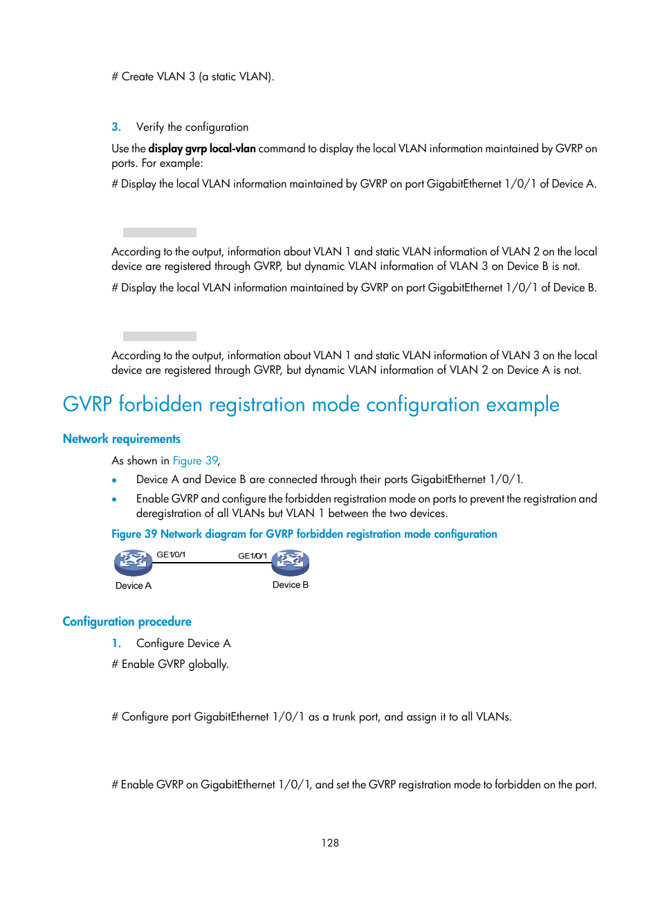 Network requirements, Configuration procedure | H3C Technologies H3C WX3000E Series Wireless Switches User Manual | Page 137 / 156