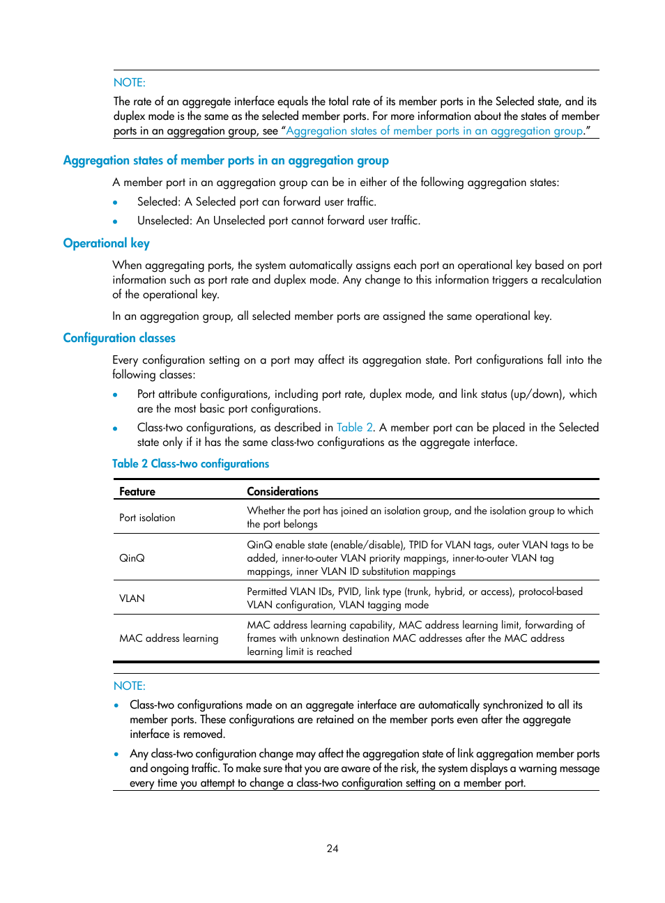 Operational key, Configuration classes | H3C Technologies H3C WX3000E Series Wireless Switches User Manual | Page 33 / 156