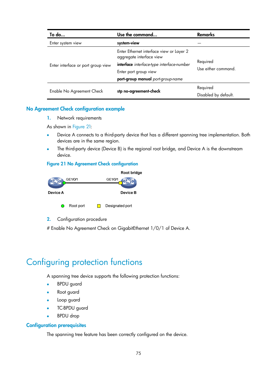 No agreement check configuration example, Configuring protection functions, Configuration prerequisites | H3C Technologies H3C WX3000E Series Wireless Switches User Manual | Page 84 / 156