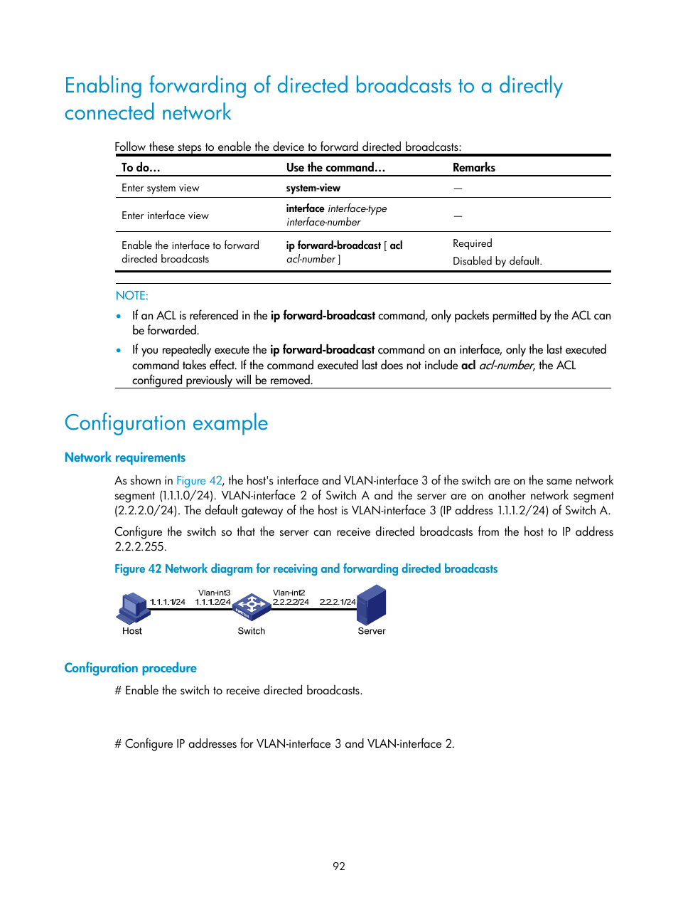 Configuration example, Network requirements, Configuration procedure | H3C Technologies H3C WX3000E Series Wireless Switches User Manual | Page 103 / 191