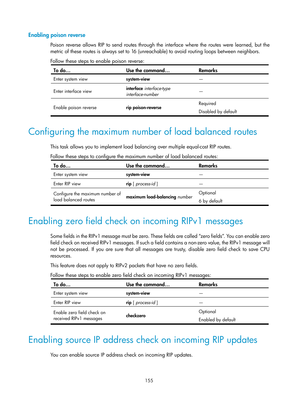 Enabling poison reverse | H3C Technologies H3C WX3000E Series Wireless Switches User Manual | Page 166 / 191