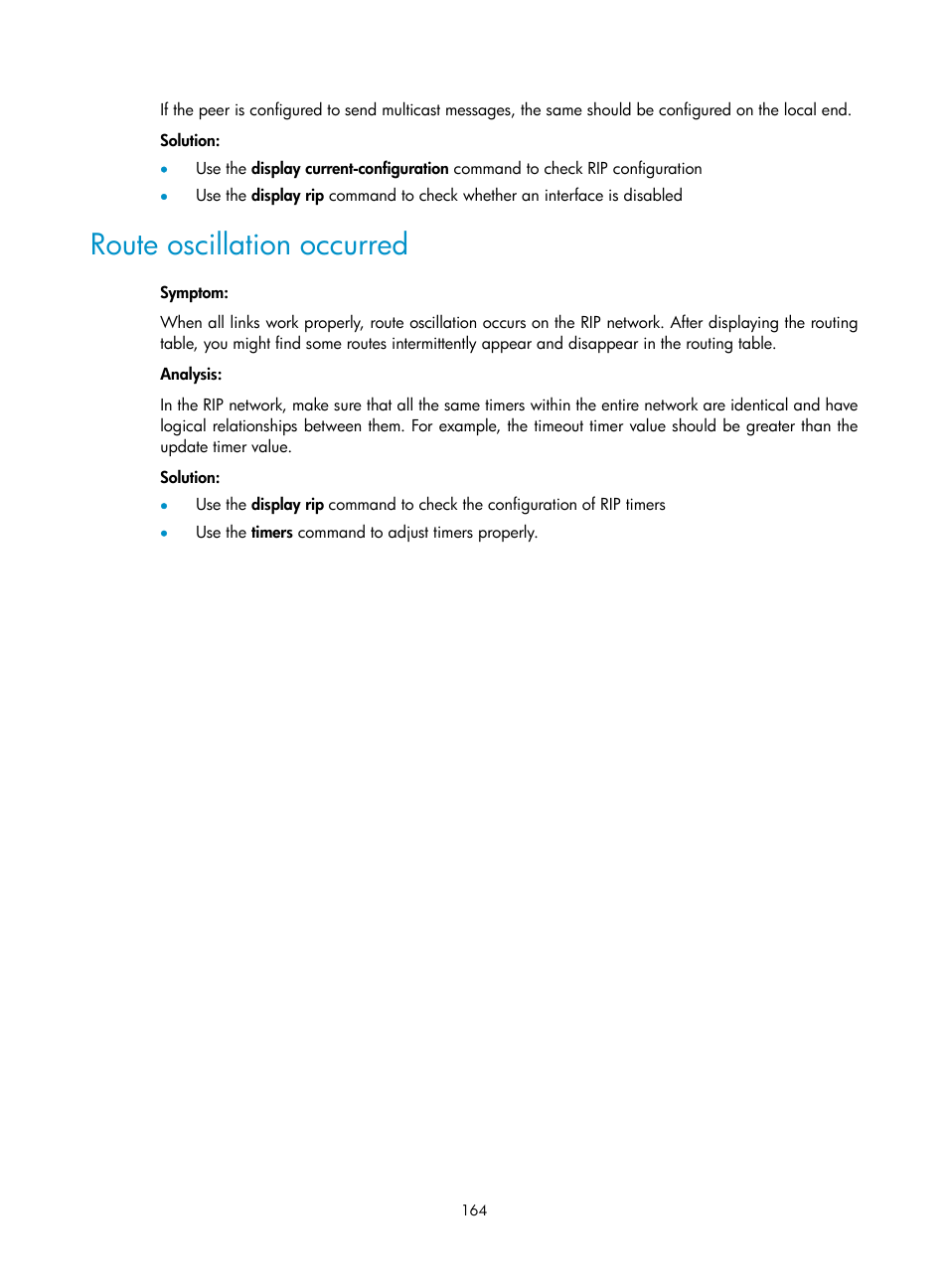Route oscillation occurred | H3C Technologies H3C WX3000E Series Wireless Switches User Manual | Page 175 / 191