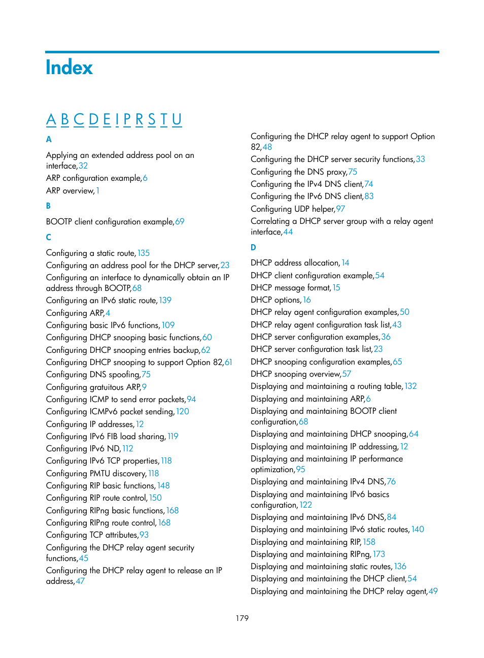 Index | H3C Technologies H3C WX3000E Series Wireless Switches User Manual | Page 190 / 191