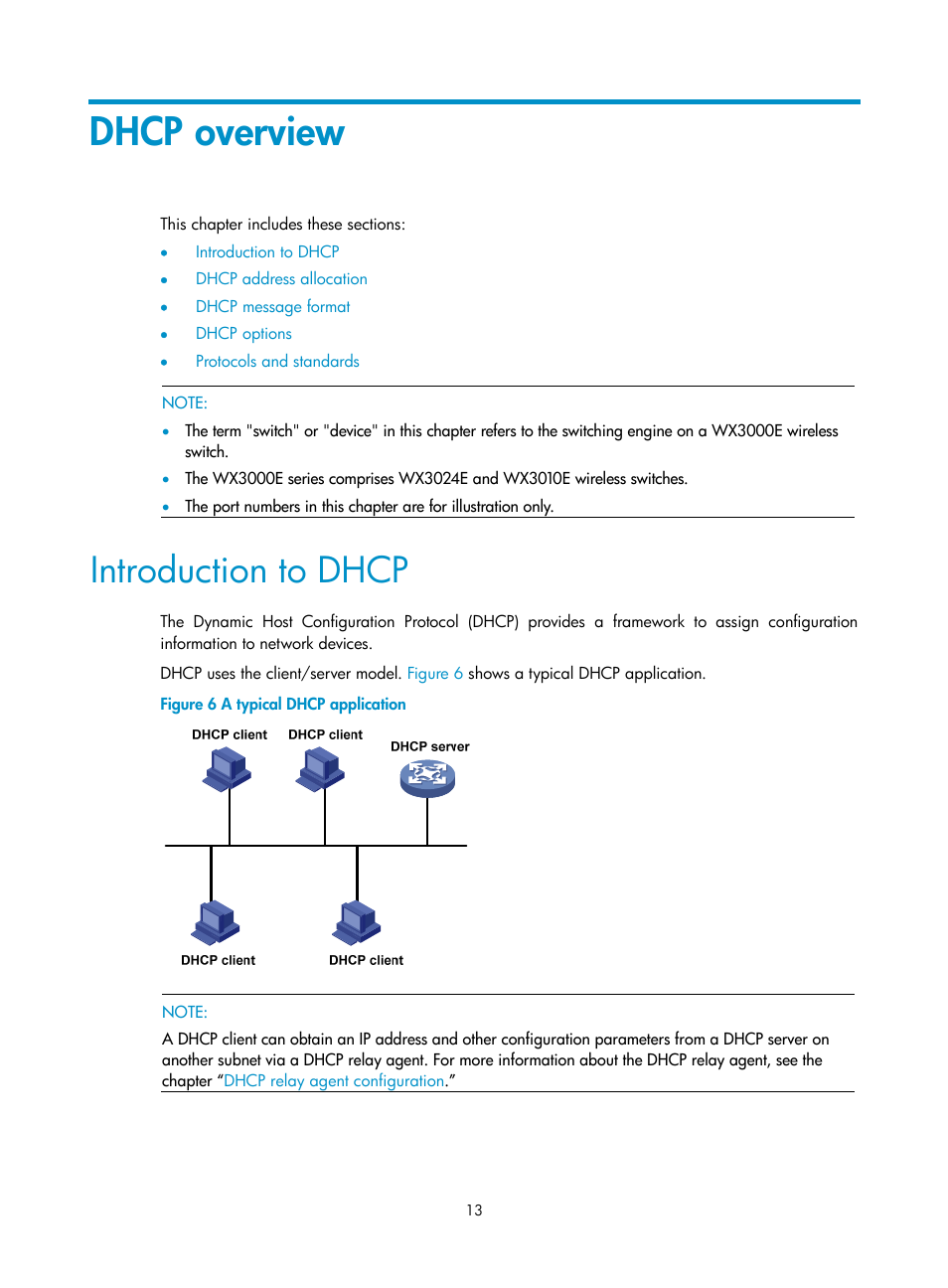 Dhcp overview, Introduction to dhcp | H3C Technologies H3C WX3000E Series Wireless Switches User Manual | Page 24 / 191