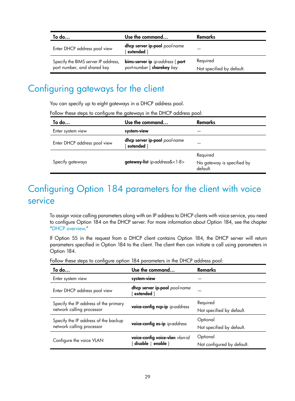 Configuring gateways for the client | H3C Technologies H3C WX3000E Series Wireless Switches User Manual | Page 40 / 191