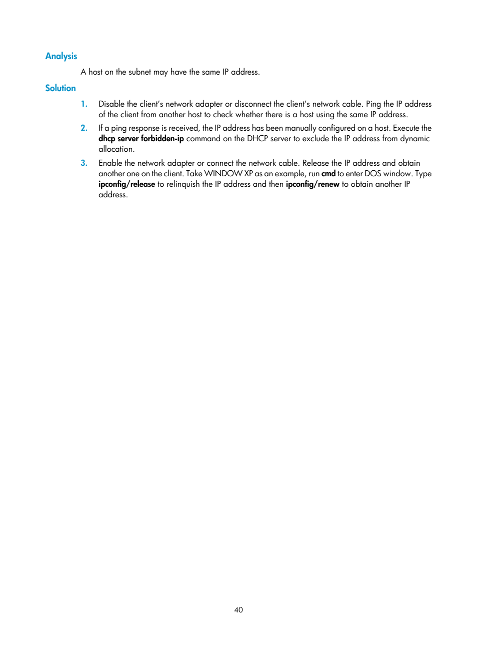 Analysis, Solution | H3C Technologies H3C WX3000E Series Wireless Switches User Manual | Page 51 / 191