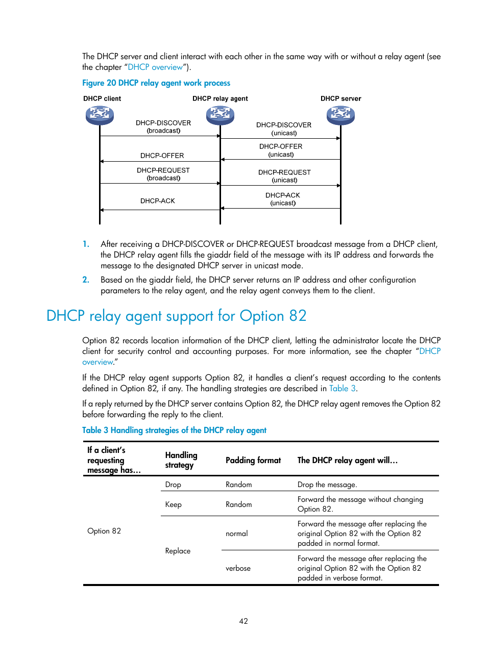 Dhcp relay agent support for option 82 | H3C Technologies H3C WX3000E Series Wireless Switches User Manual | Page 53 / 191