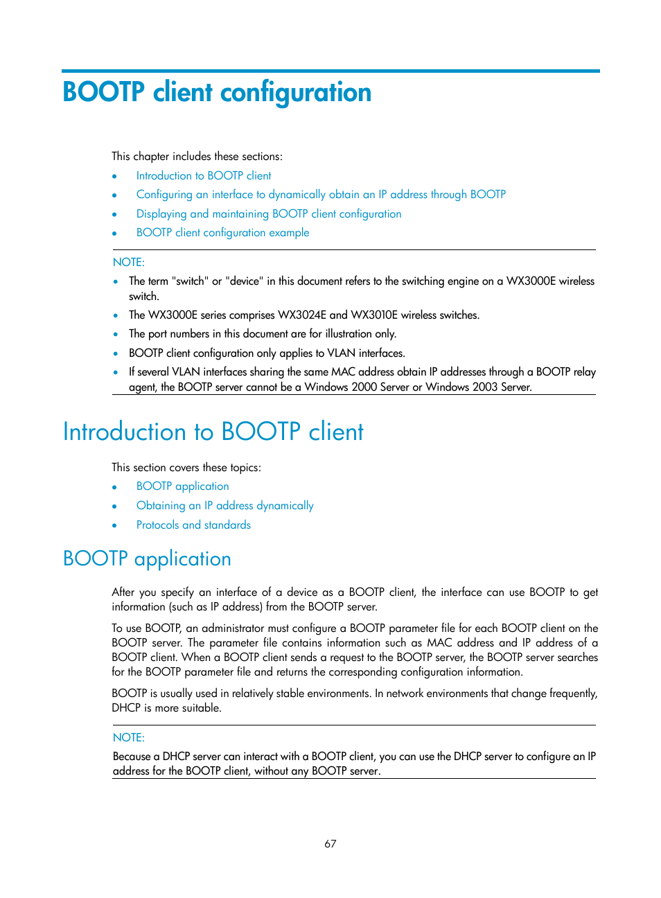 Bootp client configuration, Introduction to bootp client, Bootp application | H3C Technologies H3C WX3000E Series Wireless Switches User Manual | Page 78 / 191