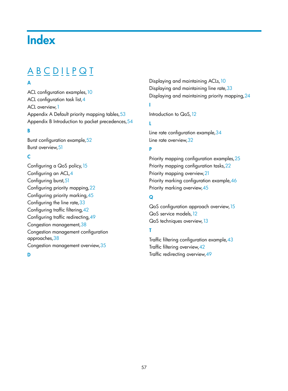 Index | H3C Technologies H3C WX3000E Series Wireless Switches User Manual | Page 64 / 64