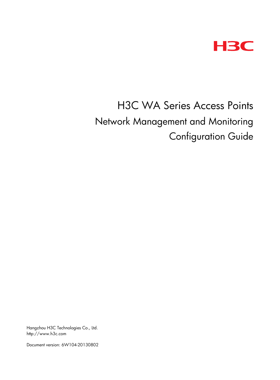 H3C Technologies H3C WX3000E Series Wireless Switches User Manual | 80 pages