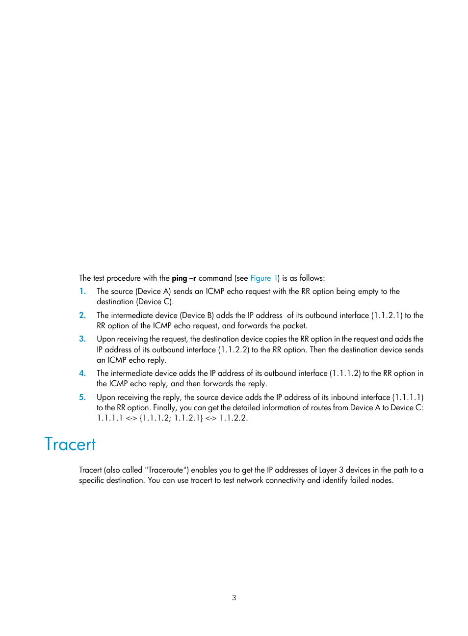 Tracert | H3C Technologies H3C WX3000E Series Wireless Switches User Manual | Page 12 / 80