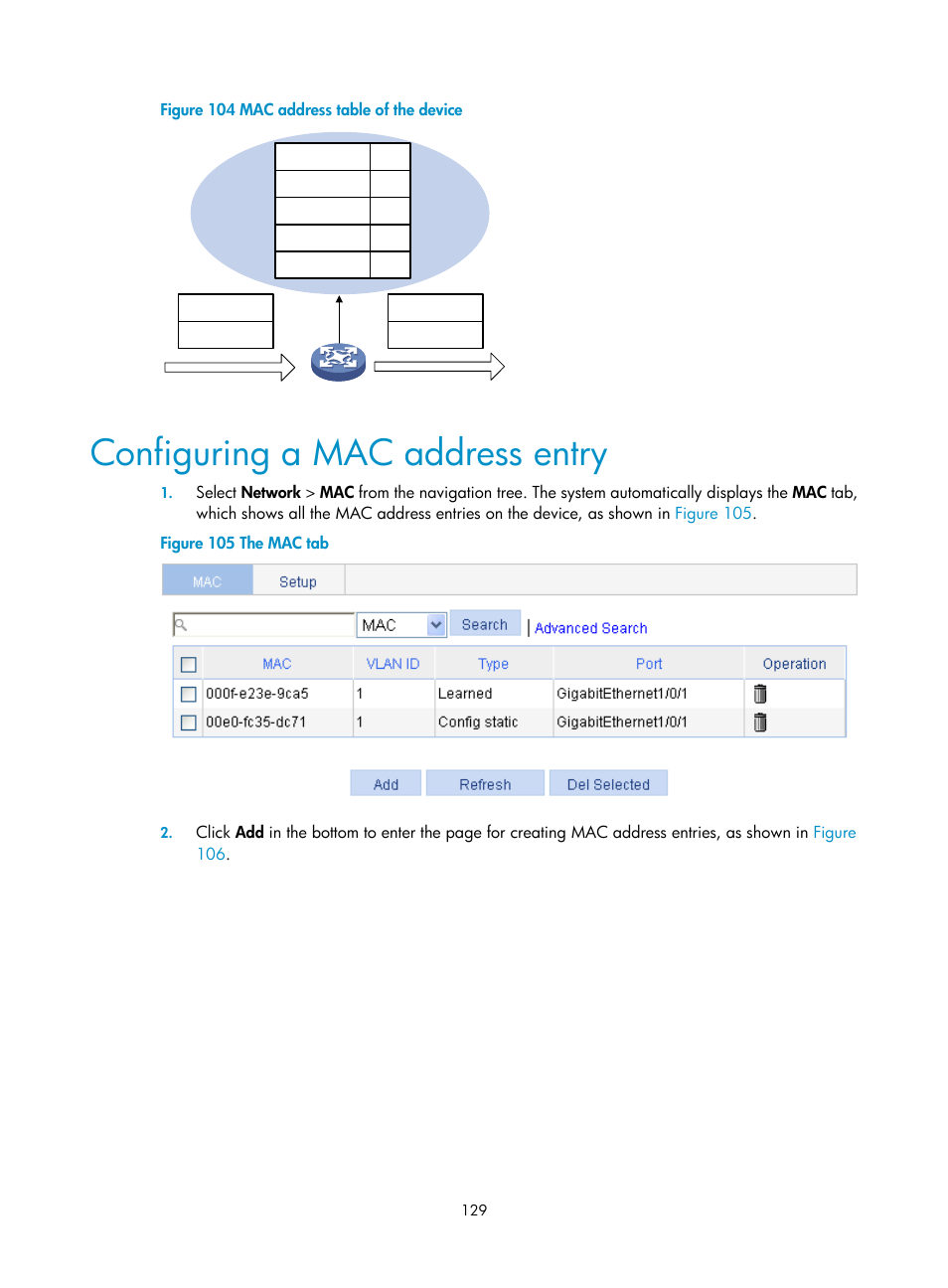 Configuring a mac address entry | H3C Technologies H3C WX3000E Series Wireless Switches User Manual | Page 145 / 640