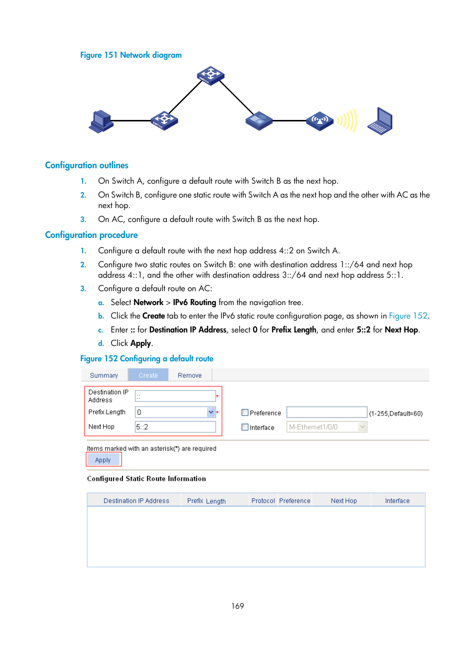 Configuration outlines, Configuration procedure | H3C Technologies H3C WX3000E Series Wireless Switches User Manual | Page 185 / 640