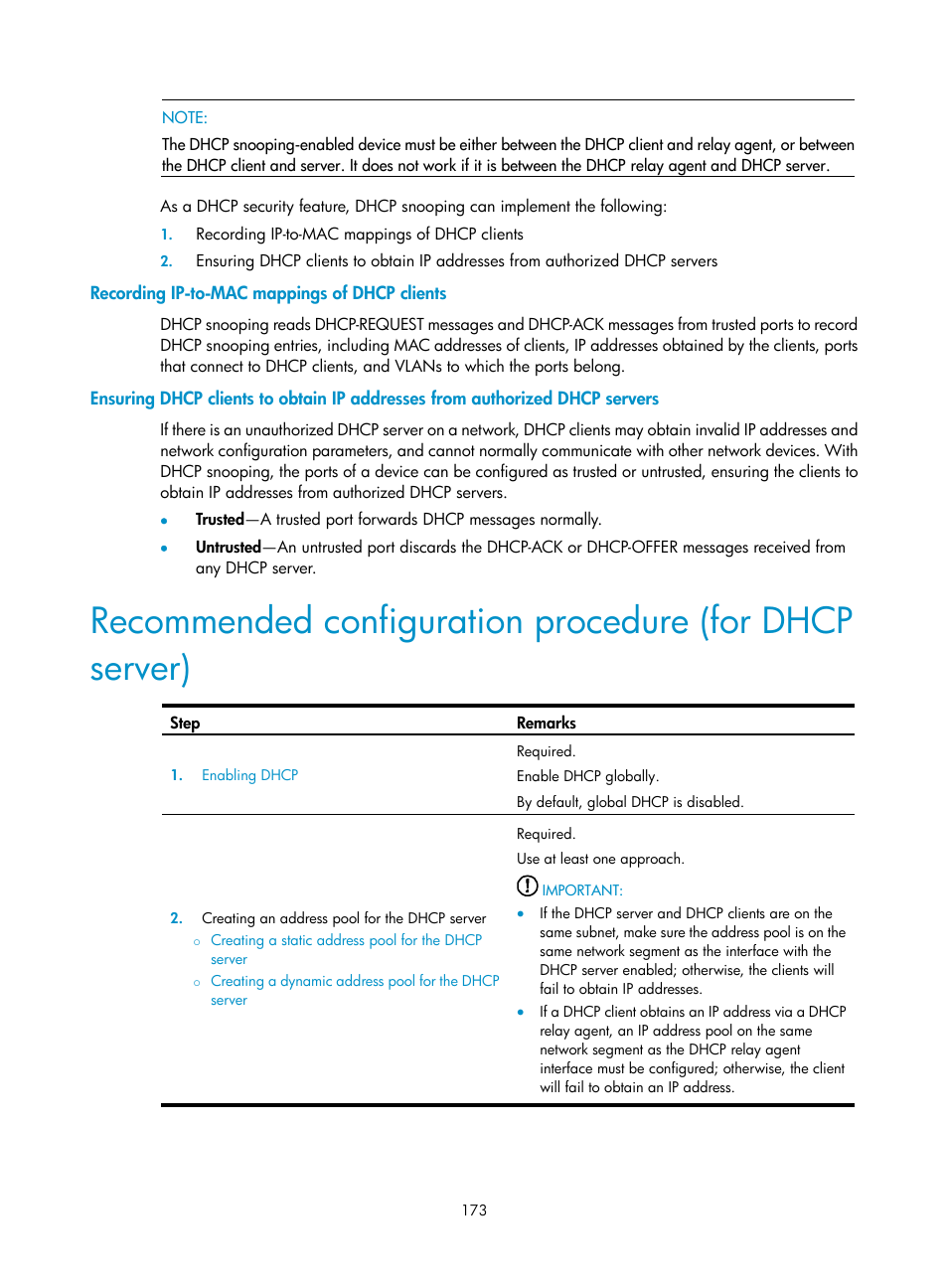 Recording ip-to-mac mappings of dhcp clients | H3C Technologies H3C WX3000E Series Wireless Switches User Manual | Page 189 / 640