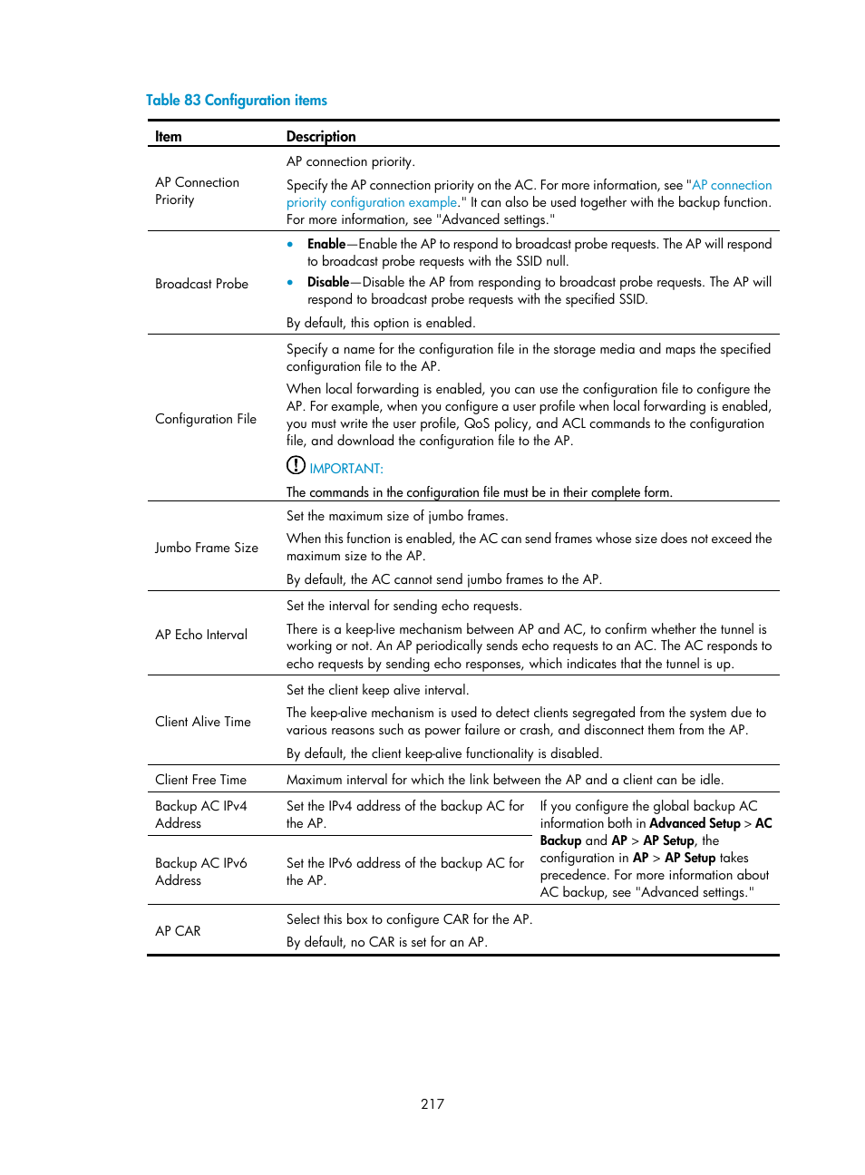 H3C Technologies H3C WX3000E Series Wireless Switches User Manual | Page 233 / 640